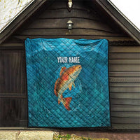 Personalized Redfish Puppy Drum Leaping in Ocean Splash Quilt Blue Lightning Water Background Design - Wonder Print Shop