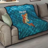 Personalized Redfish Puppy Drum Leaping in Ocean Splash Quilt Blue Lightning Water Background Design - Wonder Print Shop
