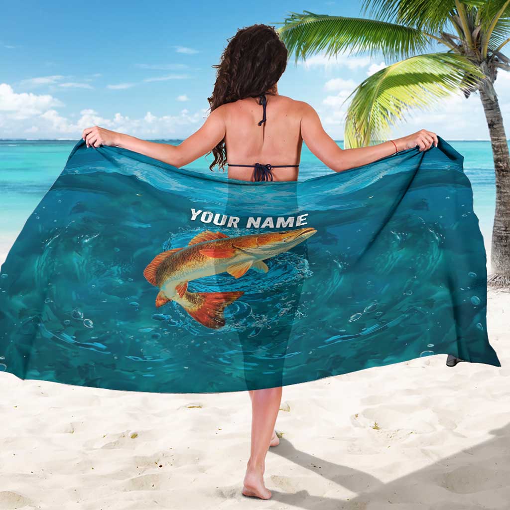 Personalized Redfish Puppy Drum Leaping in Ocean Splash Sarong Blue Lightning Water Background Design - Wonder Print Shop