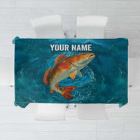 Personalized Redfish Puppy Drum Leaping in Ocean Splash Tablecloth Blue Lightning Water Background Design - Wonder Print Shop