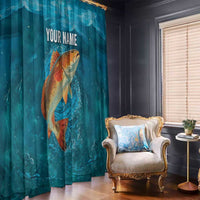 Personalized Redfish Puppy Drum Leaping in Ocean Splash Window Curtain Blue Lightning Water Background Design - Wonder Print Shop