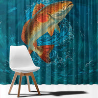 Personalized Redfish Puppy Drum Leaping in Ocean Splash Window Curtain Blue Lightning Water Background Design - Wonder Print Shop