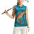Personalized Redfish Puppy Drum Leaping in Ocean Splash Women Sleeveless Polo Shirt Blue Lightning Water Background Design - Wonder Print Shop