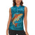 Personalized Redfish Puppy Drum Leaping in Ocean Splash Women Sleeveless Polo Shirt Blue Lightning Water Background Design - Wonder Print Shop
