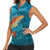 Personalized Redfish Puppy Drum Leaping in Ocean Splash Women Sleeveless Polo Shirt Blue Lightning Water Background Design - Wonder Print Shop