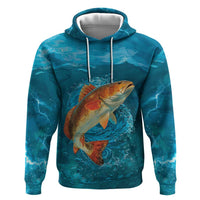 Personalized Redfish Puppy Drum Leaping in Ocean Splash Zip Hoodie Blue Lightning Water Background Design - Wonder Print Shop