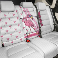 Personalized Pink Flamingo Playing Golf Back Car Seat Cover Sunglasses and White Pattern Background Design - Wonder Print Shop