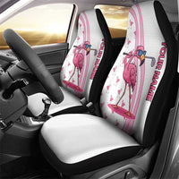 Personalized Pink Flamingo Playing Golf Car Seat Cover Sunglasses and White Pattern Background Design - Wonder Print Shop