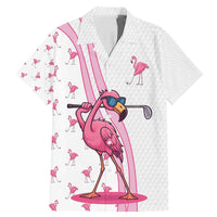 Personalized Pink Flamingo Playing Golf Family Matching Mermaid Dress and Hawaiian Shirt Sunglasses and White Pattern Background Design - Wonder Print Shop