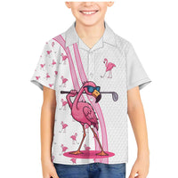 Personalized Pink Flamingo Playing Golf Family Matching Mermaid Dress and Hawaiian Shirt Sunglasses and White Pattern Background Design - Wonder Print Shop