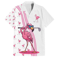 Personalized Pink Flamingo Playing Golf Family Matching Tank Maxi Dress and Hawaiian Shirt Sunglasses and White Pattern Background Design - Wonder Print Shop