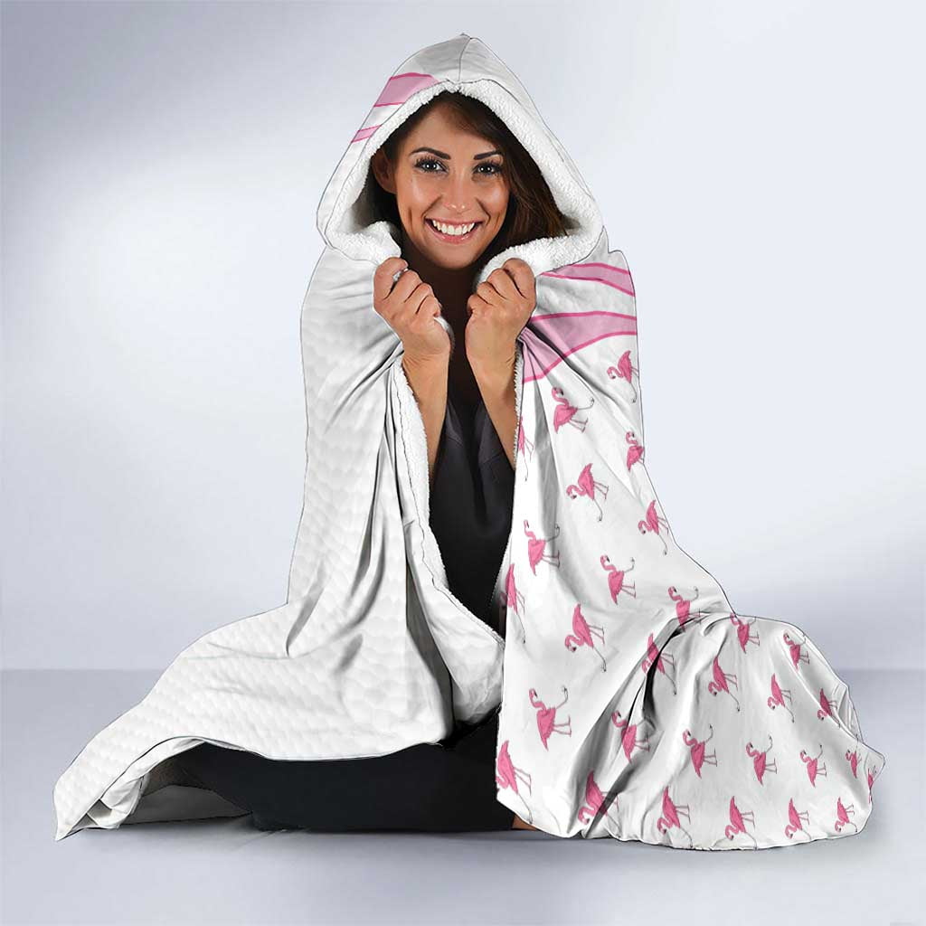 Personalized Pink Flamingo Playing Golf Hooded Blanket Sunglasses and White Pattern Background Design - Wonder Print Shop