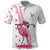 Personalized Pink Flamingo Playing Golf Polo Shirt Sunglasses and White Pattern Background Design - Wonder Print Shop