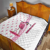 Personalized Pink Flamingo Playing Golf Quilt Sunglasses and White Pattern Background Design - Wonder Print Shop