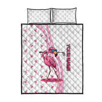 Personalized Pink Flamingo Playing Golf Quilt Bed Set Sunglasses and White Pattern Background Design - Wonder Print Shop