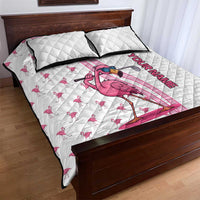 Personalized Pink Flamingo Playing Golf Quilt Bed Set Sunglasses and White Pattern Background Design - Wonder Print Shop