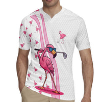 Personalized Pink Flamingo Playing Golf Rugby Jersey Sunglasses and White Pattern Background Design - Wonder Print Shop