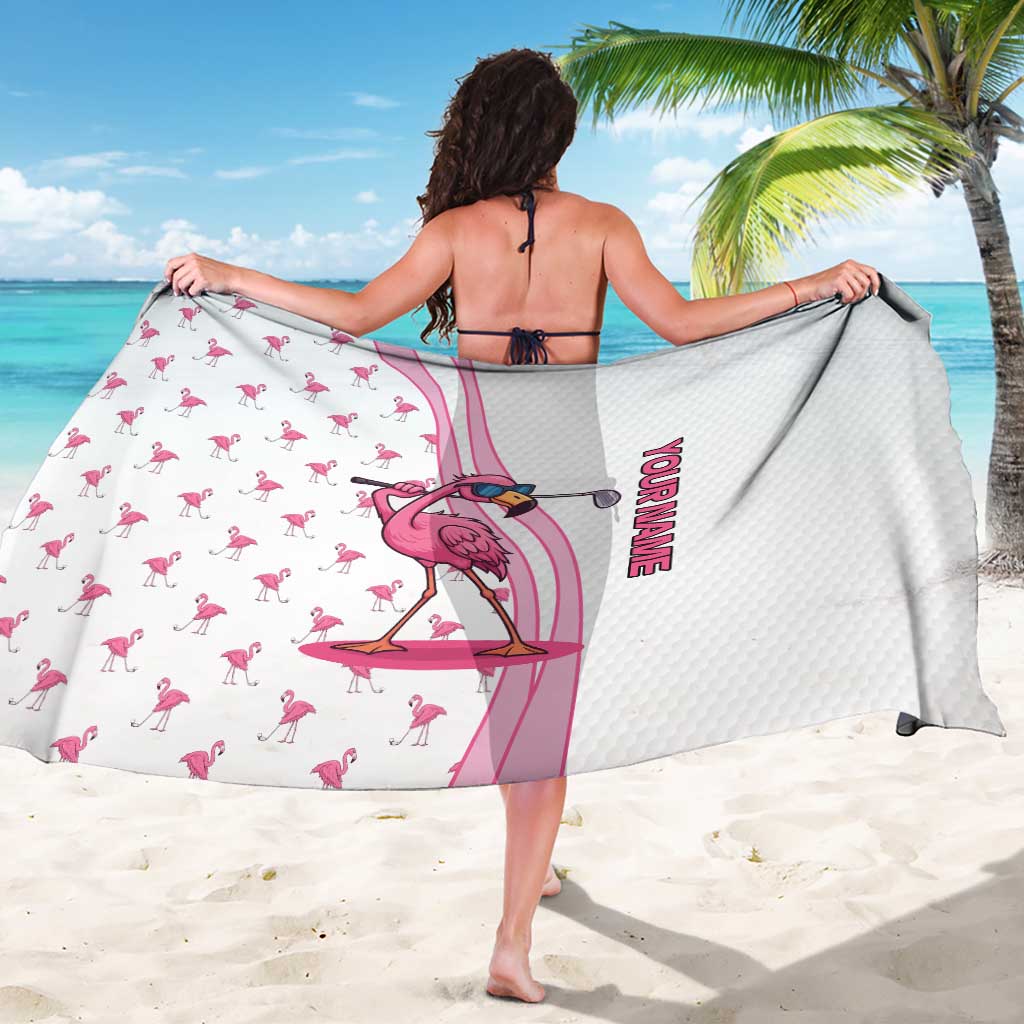 Personalized Pink Flamingo Playing Golf Sarong Sunglasses and White Pattern Background Design - Wonder Print Shop