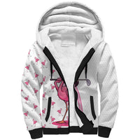 Personalized Pink Flamingo Playing Golf Sherpa Hoodie Sunglasses and White Pattern Background Design - Wonder Print Shop