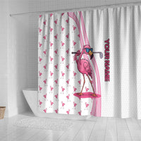 Personalized Pink Flamingo Playing Golf Shower Curtain Sunglasses and White Pattern Background Design - Wonder Print Shop