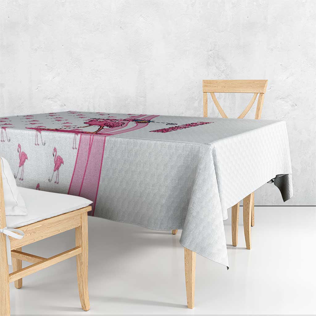 Personalized Pink Flamingo Playing Golf Tablecloth Sunglasses and White Pattern Background Design - Wonder Print Shop