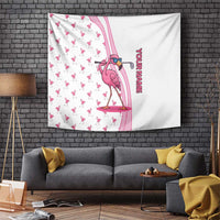 Personalized Pink Flamingo Playing Golf Tapestry Sunglasses and White Pattern Background Design - Wonder Print Shop
