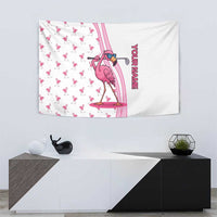 Personalized Pink Flamingo Playing Golf Tapestry Sunglasses and White Pattern Background Design - Wonder Print Shop