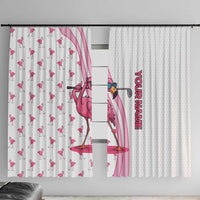 Personalized Pink Flamingo Playing Golf Window Curtain Sunglasses and White Pattern Background Design - Wonder Print Shop