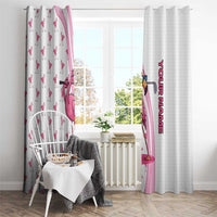 Personalized Pink Flamingo Playing Golf Window Curtain Sunglasses and White Pattern Background Design - Wonder Print Shop