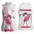 Personalized Pink Flamingo Playing Golf Women Sleeveless Polo Shirt Sunglasses and White Pattern Background Design - Wonder Print Shop
