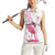 Personalized Pink Flamingo Playing Golf Women Sleeveless Polo Shirt Sunglasses and White Pattern Background Design - Wonder Print Shop