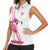 Personalized Pink Flamingo Playing Golf Women Sleeveless Polo Shirt Sunglasses and White Pattern Background Design - Wonder Print Shop