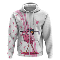 Personalized Pink Flamingo Playing Golf Zip Hoodie Sunglasses and White Pattern Background Design - Wonder Print Shop