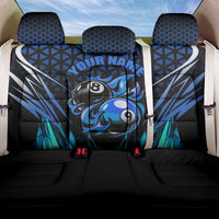 Billiards Design Back Car Seat Cover with Blue Flame Eight Ball and Lightning Pattern in Black Cyan Gradient Background - Wonder Print Shop