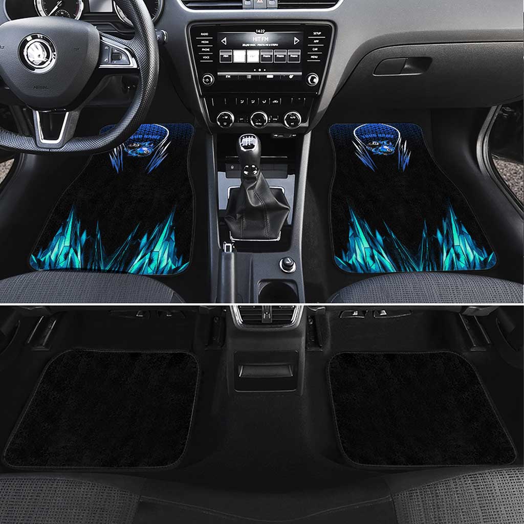 Billiards Design Car Mats with Blue Flame Eight Ball and Lightning Pattern in Black Cyan Gradient Background - Wonder Print Shop