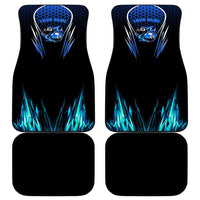 Billiards Design Car Mats with Blue Flame Eight Ball and Lightning Pattern in Black Cyan Gradient Background - Wonder Print Shop