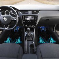 Billiards Design Car Mats with Blue Flame Eight Ball and Lightning Pattern in Black Cyan Gradient Background - Wonder Print Shop