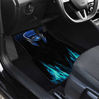 Billiards Design Car Mats with Blue Flame Eight Ball and Lightning Pattern in Black Cyan Gradient Background - Wonder Print Shop