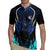 Billiards Design Rugby Jersey with Blue Flame Eight Ball and Lightning Pattern in Black Cyan Gradient Background - Wonder Print Shop