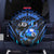 Billiards Design Spare Tire Cover with Blue Flame Eight Ball and Lightning Pattern in Black Cyan Gradient Background - Wonder Print Shop