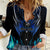 Billiards Design Women Casual Shirt with Blue Flame Eight Ball and Lightning Pattern in Black Cyan Gradient Background - Wonder Print Shop