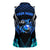 Billiards Design Women Sleeveless Polo Shirt with Blue Flame Eight Ball and Lightning Pattern in Black Cyan Gradient Background - Wonder Print Shop