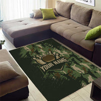 Bowling Camouflage Pattern Area Rug with Ball and Pins Graphic in Army Green and Beige Brushstroke Design - Wonder Print Shop