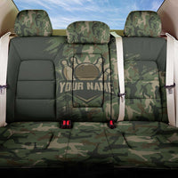 Bowling Camouflage Pattern Back Car Seat Cover with Ball and Pins Graphic in Army Green and Beige Brushstroke Design - Wonder Print Shop