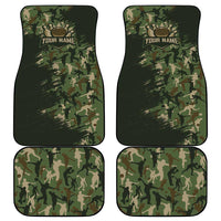 Bowling Camouflage Pattern Car Mats with Ball and Pins Graphic in Army Green and Beige Brushstroke Design - Wonder Print Shop