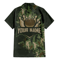 Bowling Camouflage Pattern Family Matching Mermaid Dress and Hawaiian Shirt with Ball and Pins Graphic in Army Green and Beige Brushstroke Design - Wonder Print Shop