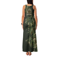 Bowling Camouflage Pattern Family Matching Tank Maxi Dress and Hawaiian Shirt with Ball and Pins Graphic in Army Green and Beige Brushstroke Design - Wonder Print Shop