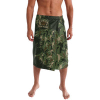 Bowling Camouflage Pattern Lavalava with Ball and Pins Graphic in Army Green and Beige Brushstroke Design - Wonder Print Shop