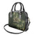 Bowling Camouflage Pattern Shoulder Handbag with Ball and Pins Graphic in Army Green and Beige Brushstroke Design - Wonder Print Shop