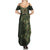 Bowling Camouflage Pattern Summer Maxi Dress with Ball and Pins Graphic in Army Green and Beige Brushstroke Design - Wonder Print Shop